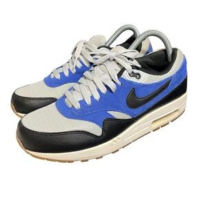 Nike‎ Air Max 1 Mens 7.5 Womens 9 Blue Black Grey Essential Gum Sole Sneakers